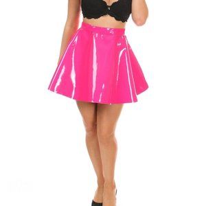 Daisy Corsets Hot Pink Mini Patent Skater Skirt